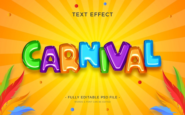 PSD efeito de texto de carnaval