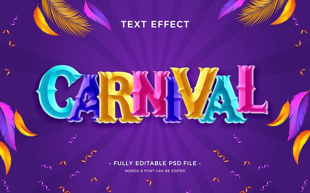 PSD efeito de texto de carnaval