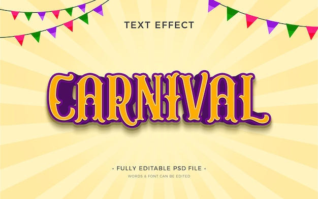 PSD efeito de texto de carnaval