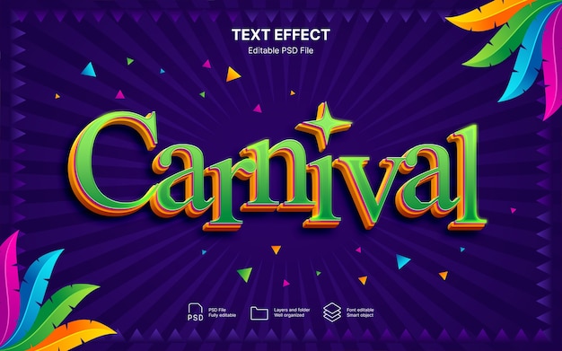 PSD efeito de texto de carnaval