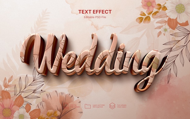 PSD efeito de texto de casamento