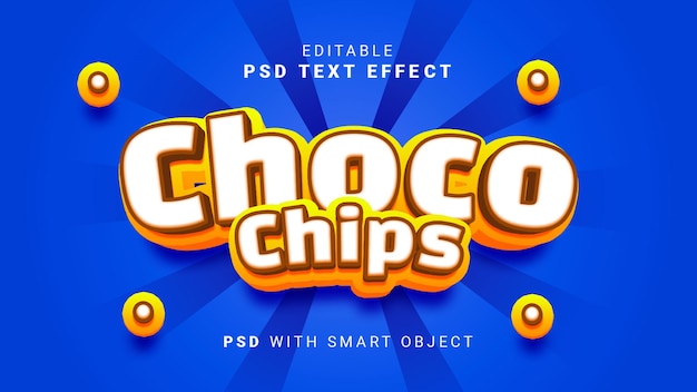Efeito de texto de chips de chocolate 3d