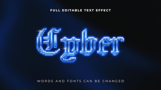 Efeito de texto de Chrome Cyber Pixel Vintage
