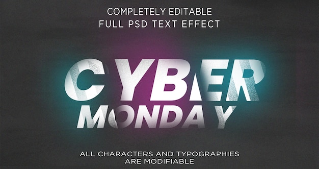 PSD efeito de texto de cyber monday