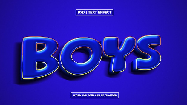 Efeito de texto de desenho animado 3D Boys