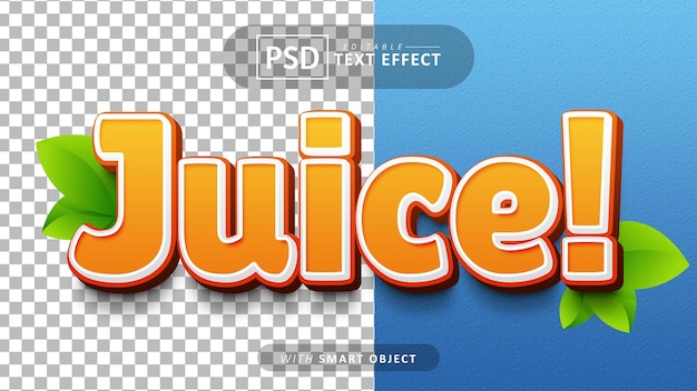 PSD efeito de texto de desenho animado de suco editável