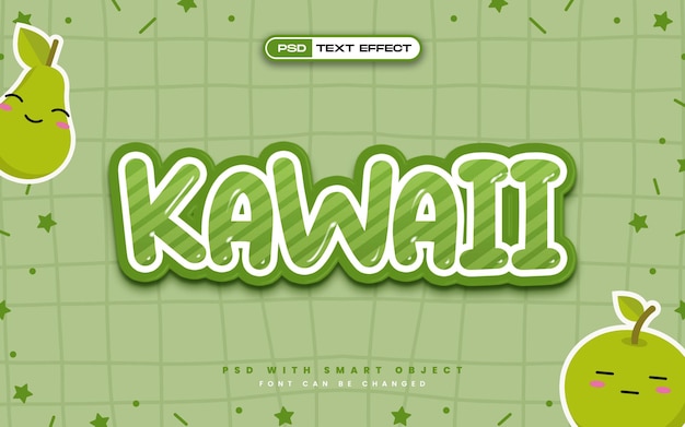 PSD efeito de texto de desenho animado kawaii