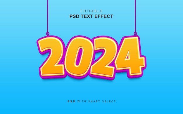 PSD efeito de texto de design 2024