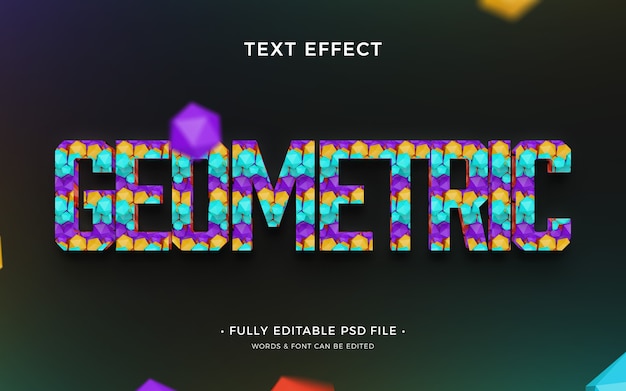 PSD efeito de texto de design de formas geométricas