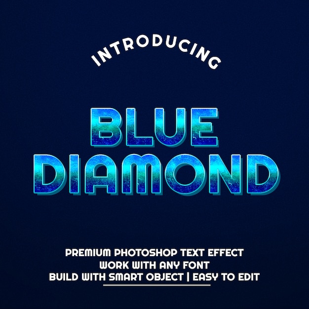 Efeito de texto de diamante azul 3d premium psd