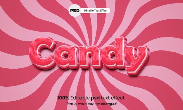 Efeito de texto de doces psd editável de doces 3d