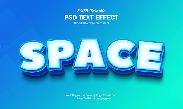 Efeito de texto de espaço 3d