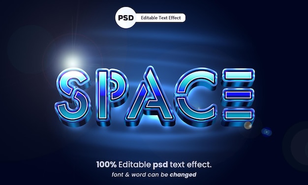 Efeito de texto de espaço psd editável de espaço 3d