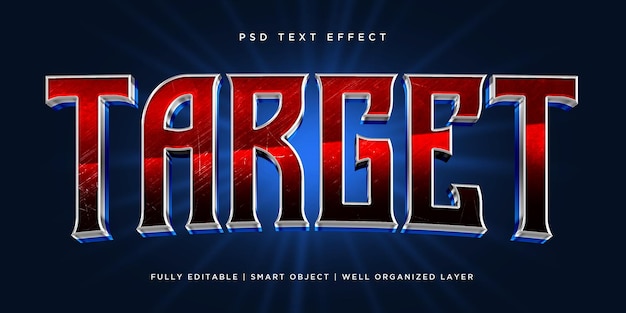 PSD efeito de texto de estilo 3d de destino