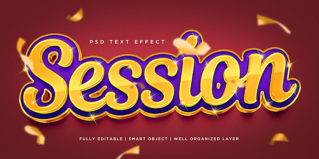 Efeito de texto de estilo 3d de sessão