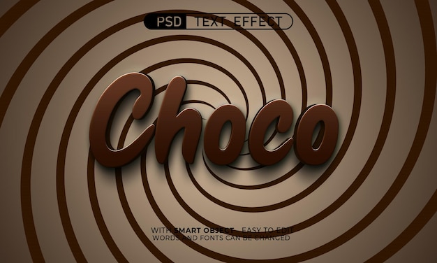 PSD efeito de texto de estilo 3d editável de texto choco