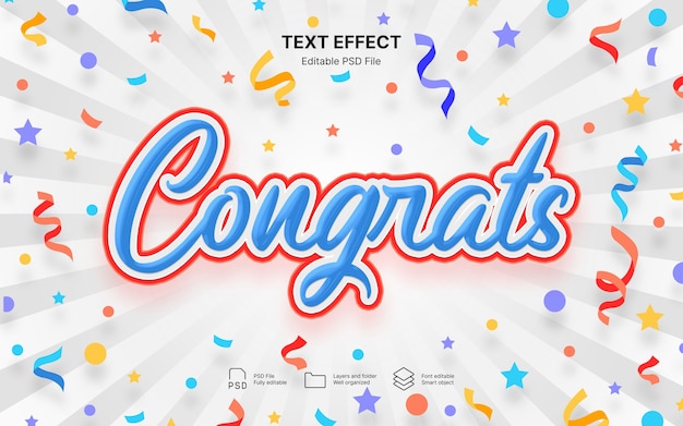 Efeito de texto de felicitações