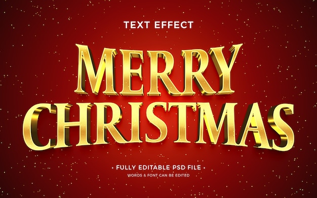 PSD efeito de texto de feliz natal dourado