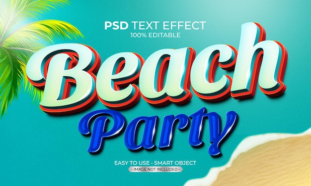 Efeito de texto de festa na praia