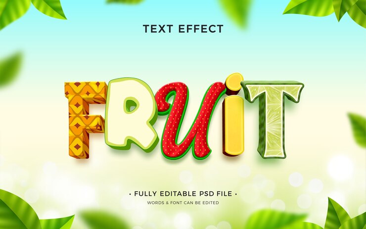 PSD efeito de texto de fruta