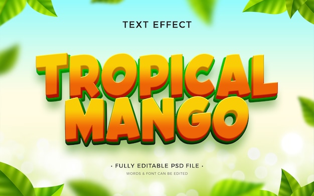 PSD efeito de texto de frutas tropicais