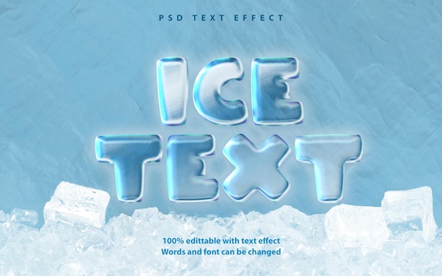Efeito de texto de gelo PSD editável premium