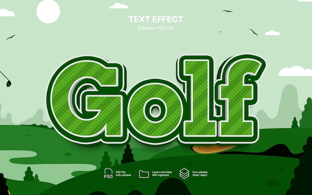 PSD efeito de texto de golfe