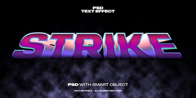 efeito de texto de greve futurista elegante 3d