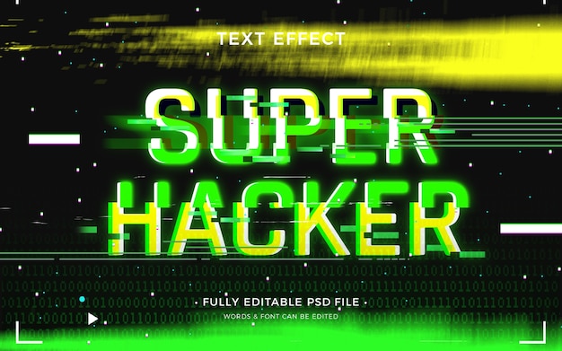 PSD efeito de texto de hacker