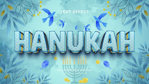 PSD efeito de texto de hanukah