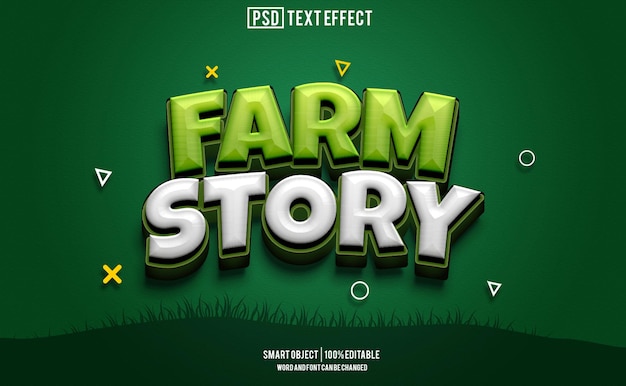 efeito de texto de história de fazenda fonte editável tipografia texto 3D