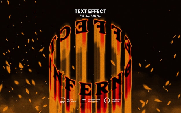 PSD efeito de texto de inferno circular