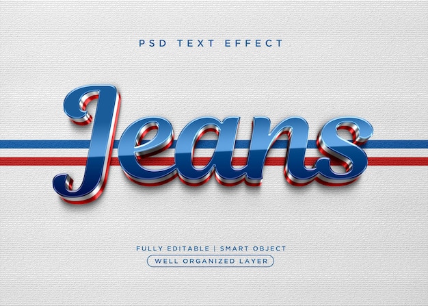 Efeito de texto de jeans estilo 3d