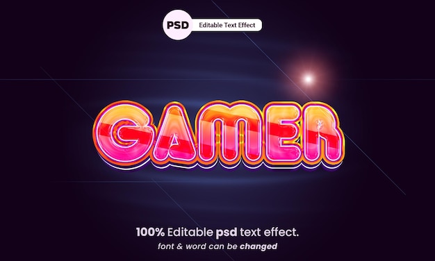 Efeito de texto de jogador psd editável de jogador 3d