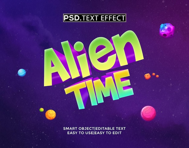 PSD efeito de texto de jogo alientime 3d