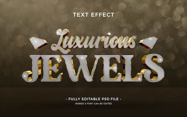 Efeito de texto de joias luxuosas