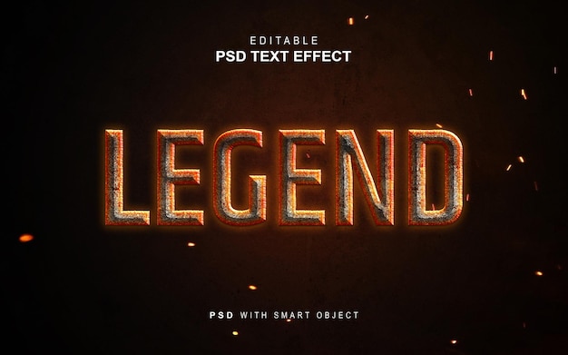 PSD efeito de texto de legenda