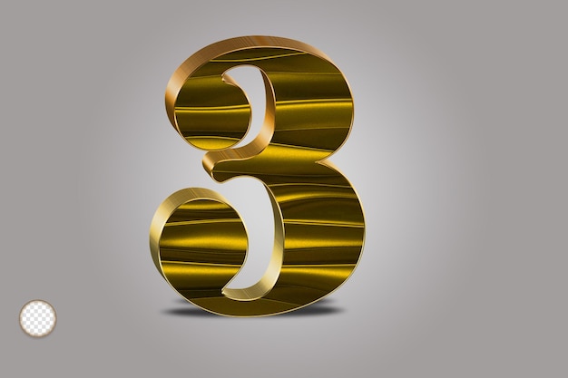 efeito de texto de luxo estilo de texto 3d dourado, texto 3D número 03