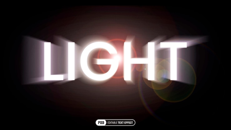PSD efeito de texto de luz brilhante
