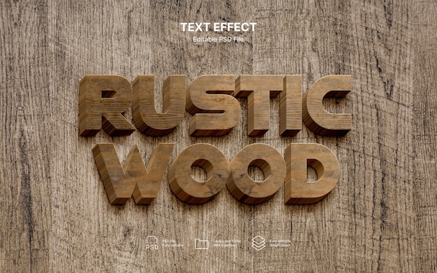 PSD efeito de texto de madeira