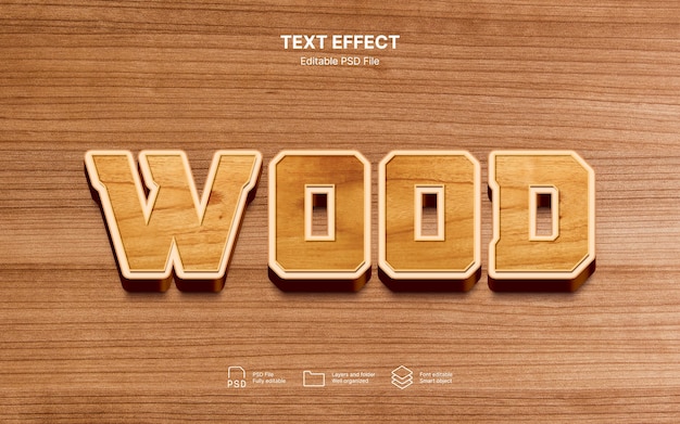 Efeito de texto de madeira