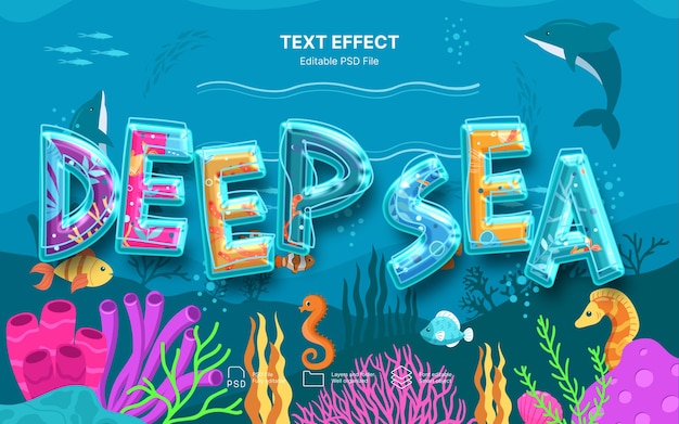 Efeito de texto de mar profundo