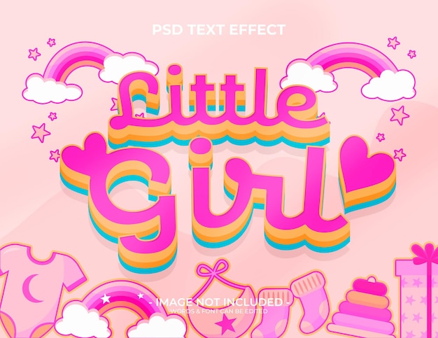 PSD efeito de texto de menina rosa