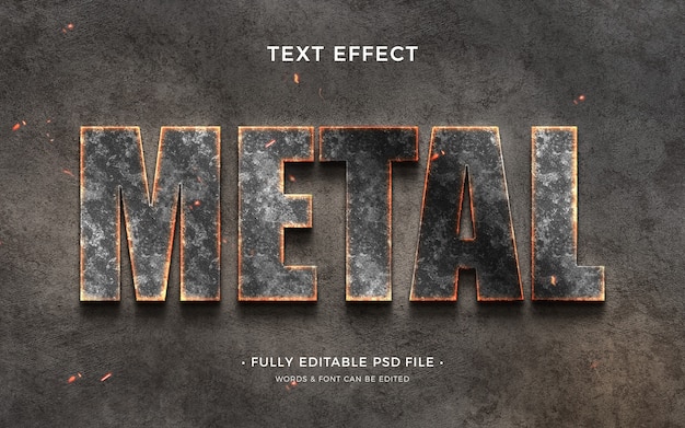 PSD efeito de texto de metal