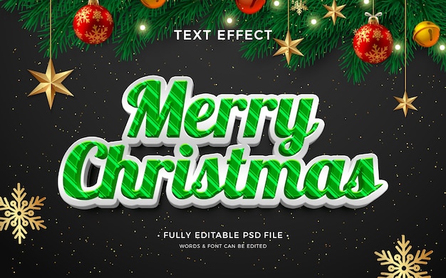 PSD efeito de texto de natal feliz