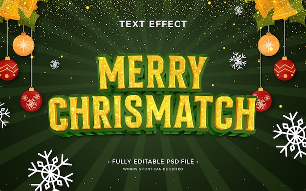 Efeito de texto de Natal Feliz