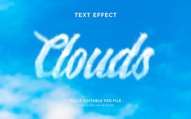Efeito de texto de nuvens