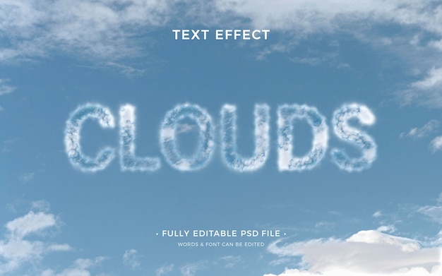 Efeito de texto de nuvens