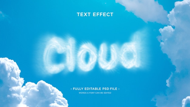 Efeito de texto de nuvens