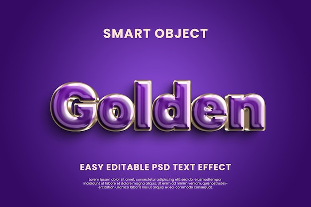 Efeito de texto de objeto inteligente de objeto inteligente editável de psd dourado